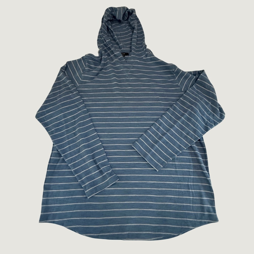 Vince Mens Blue White Striped Cotton Long Sleeve Hoodie XL M84079388A